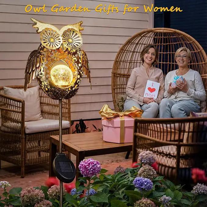 Go2garden Solar Lights Outdoor Owl Garden Gifts Women Metal Stakes Lights for Lawn Ornaments, Yard Art, Pathway, Patio Decorations,Birthday Mothers' Day Gift for Mom Dad Grandma (Bronze) by GreenHaven Gardens