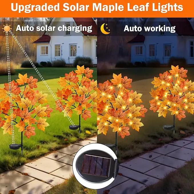TORONTOKYO 4 Pack Fall Solar Outdoor Lights, Fall Decor 80 LED Maple Leaves Solar Stake Light with 8 Modes, Waterproof Fall Garden Lights Thanksgiving Decorations for Autumn Yard Pathway Outside by GreenHaven Gardens