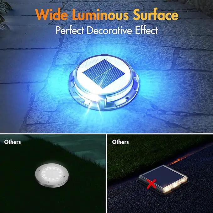 Quntis Solar Deck Lights for Outside, 3 Color Modes Solar Driveway Lights Outdoor IP68 Waterproof, Deck Light for Stair Pathway Walkway Road (Blue/Cool White/Warm White) 8 Pack by GreenHaven Gardens