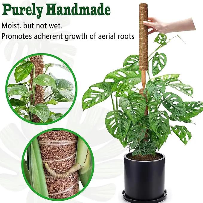 2 Pack 17 Inch Moss Pole, Stackable Moss Poles for Climbing Plants Monstera, Tall Plant Sticks Accessories, Large Coir Plant Support Stakes for Potted Plants Indoor, Pothos, Philodendron by GreenHaven Gardens