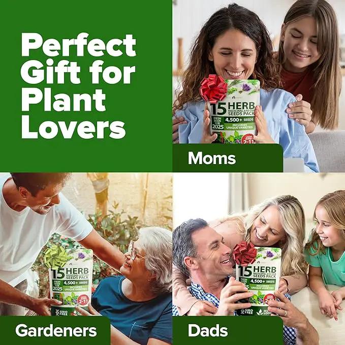 HOME GROWN 15 Herb Seeds for Planting 4,500+ Non-GMO Heirloom Seeds | Extra Large Variety Pack Herb Kit – Indoor Outdoor & Hydroponic | Culinary Seed Set | Grow Your Own Herbs | Gardening Gift by GreenHaven Gardens