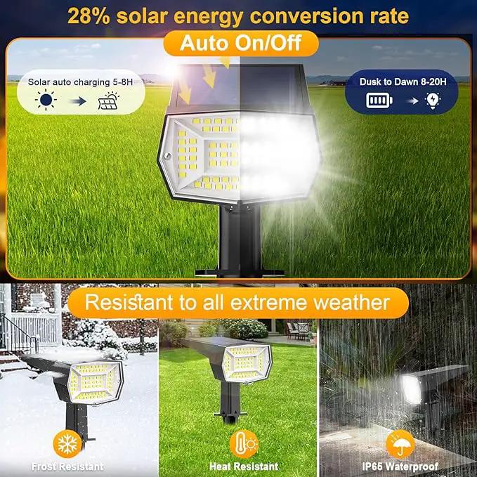 Fabrito 72 LEDs Solar Spot Lights Outdoor Waterproof, 3 Modes Landscape Spotlights, Dusk to Dawn Solar Powered Flood Wall Lights for Outside, Solar Garden Lights for Yard Porch 6 Pack (Cool White) by GreenHaven Gardens