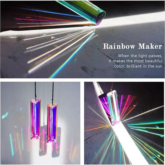 HDCRYSTALGIFTS 2pcs 120mm/5'' Large Crystal Sun Catcher Prisms Hanging for Window,AB Crystals for Suncatchers,Rainbow Maker Rectangle Crystal Stick Prisms for Balcony,Kitchen,Garden Decoration by GreenHaven Gardens