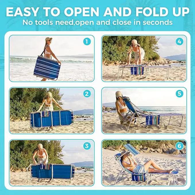 #WEJOY Folding Lounge Chair with Canopy Shade, Portable Adjustable 5-Position Patio Chaise Lounger with Pillow & Storage Pocket for Lay Flat Outdoor Lawn Backyard Beach Camping Pool Tanning (Blue) by GreenHaven Gardens