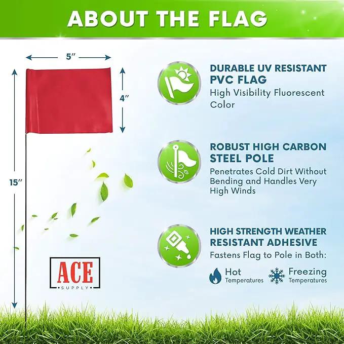 Red Marking Flags 1000 Pack - 4x5x15 Inch Red Flags for Yard - Markers For Lawn, Irrigation, Landscaping, Survey & Sprinkler Head Marking by GreenHaven Gardens