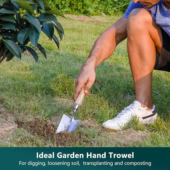 Berry&Bird Garden Tool Set- 3PCS Stainless Steel Gardening Tool Sets with Wooden Handle Trowel Weeding Fork & Digging Shovel Hand Tool Kit for Planting, Ideal Gardening Gift for Women & Men by GreenHaven Gardens