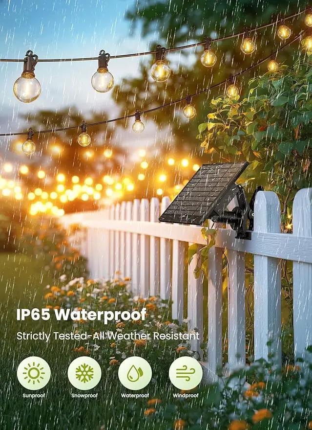 Brightown 58FT Solar String Lights Outdoor with Remote Cable Ties and Hooks, Commercial Grade Patio Lights with 26 LED Shatterproof Bulbs, 3 Light Modes Hanging Light for Backyard Party Decor by GreenHaven Gardens