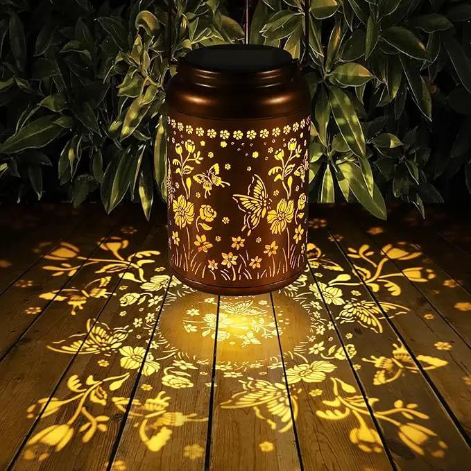 Solar Lanterns Outdoor Waterproof Hummingbird Garden Decor Christmas Gifts for Women Mom Grandma Hanging Lights Metal Solar Decoration Outside for Yard, Patio,Backyard,Porch(Butterfly and Sunflower) by GreenHaven Gardens