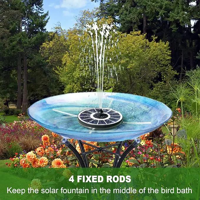 Solar Fountain Pump with 2000 mAh Battery Backup Works in Shade, 3.5 W Glass Solar Powered Water Fountain with 7 Nozzles, Floating Solar Fountain for BirdBath, Garden, Outdoor, Patio-White by GreenHaven Gardens