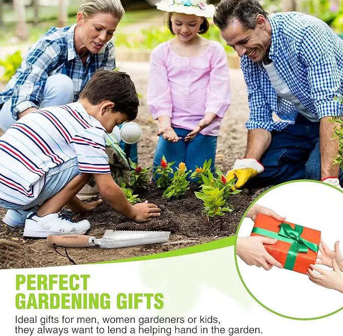 WORKPRO 12.5" Weeder Puller Tool with Wood Handle, 4-in-1 Polished Stainless Steel Garden Trowel, Hori Hori Garden Knife for Easy Weeder Removal, Planting, Weeding, Small Gardening Hand Tools by GreenHaven Gardens