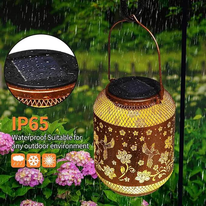 2 Pack Hummingbirds Solar Lanterns Outdoor Waterproof Garden Decor Birthday Gifts for Women Mom Grandma, Hanging Solar Lights Metal Lantern Decoration Outside for Yard, Patio, Backyard, Porch by GreenHaven Gardens