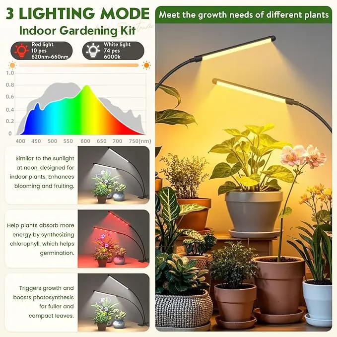 TOSKING 48" Tall Plant Stand with Grow Lights - 5-Tier Corner Plant Shelf with LED Full Spectrum Lights with Dimmer & Timer, Multi-Functional Corner Plant Stand for Home, Office, Balcony (Grow Light 5 Tier-Black) by GreenHaven Gardens