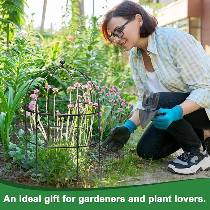 2 Pcs Jardin Bird Cage Plant Support 24" H Large Sturdy Grow-Through Flower Support Black Peony Plant Support Cage Climbing Plant Trellis Sculptural Garden Decor for Perennial Flowers Classic Black by GreenHaven Gardens