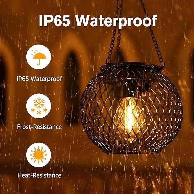 Solar Lanterns Outdoor, 2 Pack Brighter Metal Solar Hanging Lanterns, IP65 Waterproof Solar Lights Outdoor, Gardening Gifts & Decor for Garden Yard Patio Pathway by GreenHaven Gardens