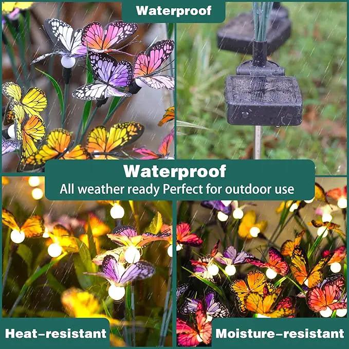 TONULAX Solar Garden Lights - Swaying Butterfly Light, Swaying in The Wind, Solar Outdoor Lights, Yard Patio Pathway Decoration, High Flexibility Iron Wire & Realistic Butterflies (2 Pack) by GreenHaven Gardens