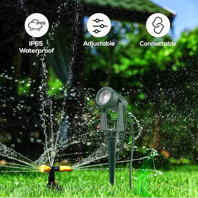 ZYAN 4 Pack Outdoor Landscape Lighting with 4 Colorful Lens and Power Supply, Green Shell by GreenHaven Gardens