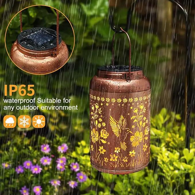 2 Pack Solar Lanterns Outdoor Waterproof, Hummingbird Garden Decor Gifts for Women Mom Grandma Hanging Solar Lights Metal Solar Decoration Outside for Yard, Patio, Lawn, Pathway, Landscape by GreenHaven Gardens