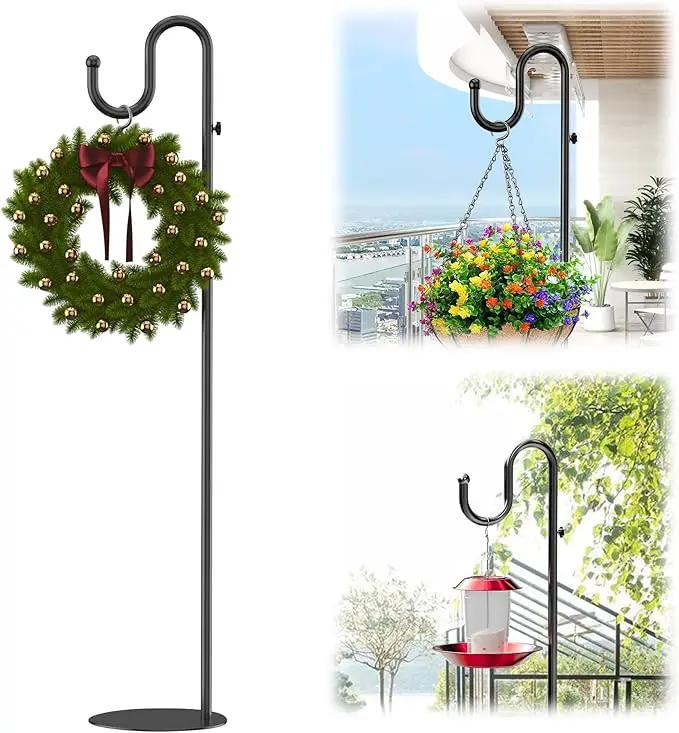 74" Shepherds Hook Stand for Plant: Hanging Bird Feeders, Plants, Lanterns, Wreath and Wind Chimes, Adjustable Free Standing Pole Holder with Heavy Duty Base for Indoor & Outdoor, Holds Up to 20 LBS by GreenHaven Gardens