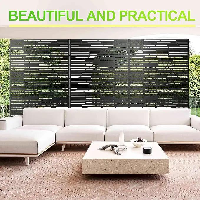 Outdoor Privacy Screen,72" H×47" W Metal Privacy Screen, Freestanding Privacy Fence Panels for Patio by GreenHaven Gardens