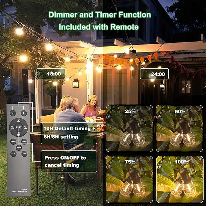 33(27+6) ft Solar String Lights Outdoor, Waterproof with USB Port Remote Control Solar Patio Lights,9 Shatterproof S14 Bulbs,1W Soft White by GreenHaven Gardens