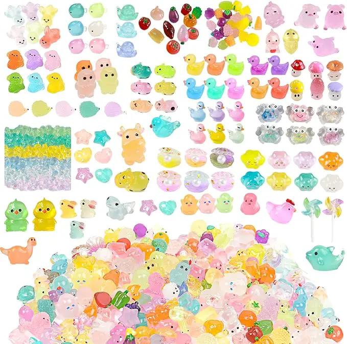 400pcs Luminous Mini Resin Animal in The Dark Tiny Miniature Figures Ornament Duck Frog Mushroom Owl Dog Rabbit Crab Dolphin Shell Fairy Garden Accessories Aquarium Landscape Bonsai Decor by GreenHaven Gardens