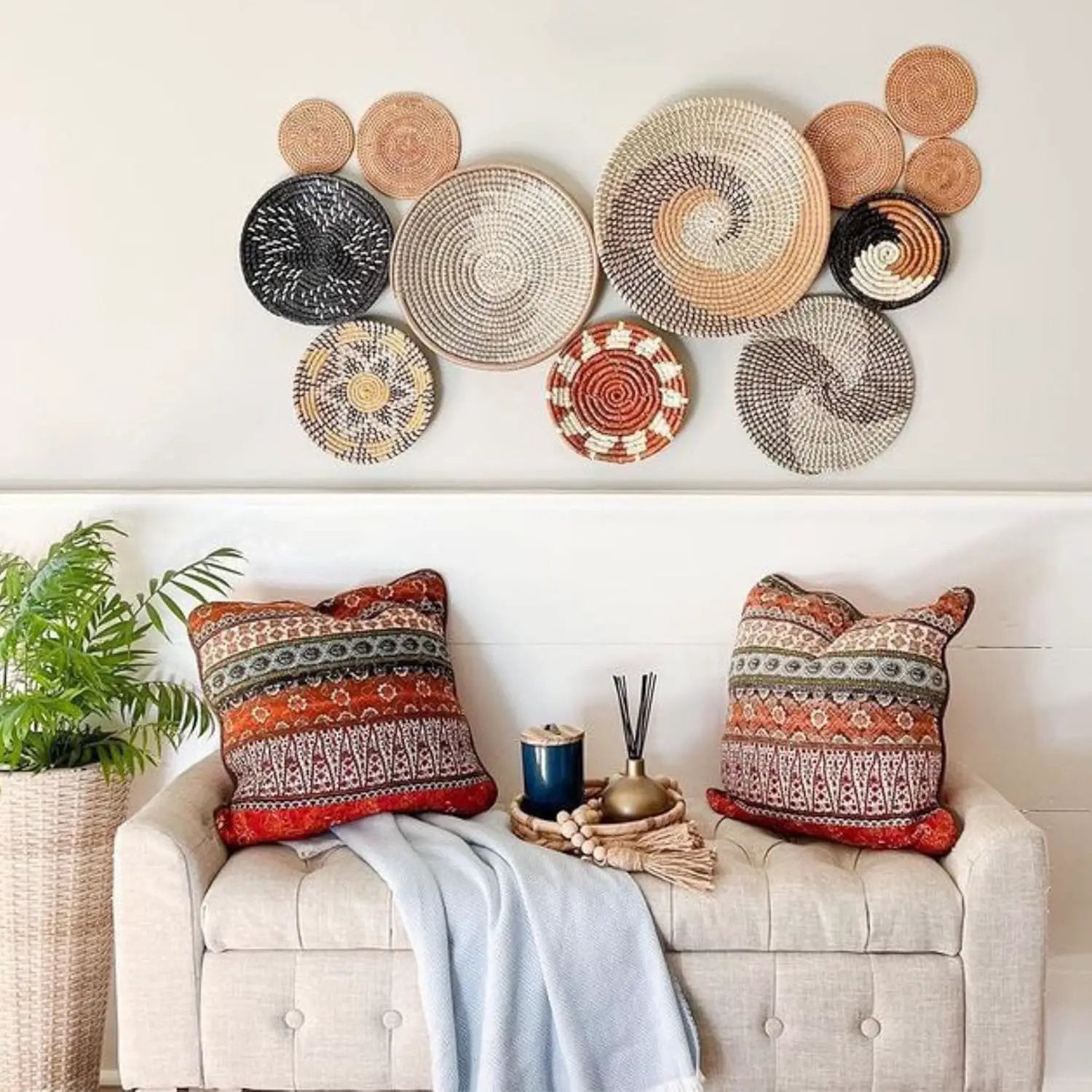 Wall Basket Decor, Boho Wall Hangings, Decorative Baskets for Home, Boho Basket Wall Decor Set, Hanging Basket Wall, Woven Basket Set by GreenHaven Gardens