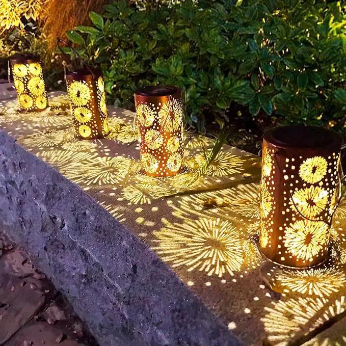 Mothers Day Gifts, Fireworks Solar Lanterns Outdoor Hanging, Hollowed-Out Metal Waterproof LED Garden Decor Light for Patio Yard Pathway Lawn Front Porch Tree, Birthday Gifts for Women Mom Grandma by GreenHaven Gardens