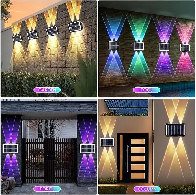 Solar Powered Outdoor LED Lights, Waterproof Wall Sconces, 4 LEDs Fence Lights, Up & Down Lighting for Backyard, Deck, Patio, Porch, Balcony, Garden (4 Pack) by GreenHaven Gardens