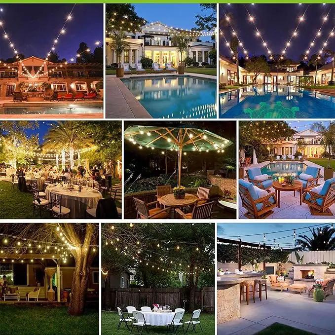 Banord Outdoor String Lights, 48FT Waterproof Patio Lights with 2W Dimmable LED Bulbs, for Outdoor Backyard, Garden, Deck, Porch, Gazebo, Balcony, Camping, Party by GreenHaven Gardens