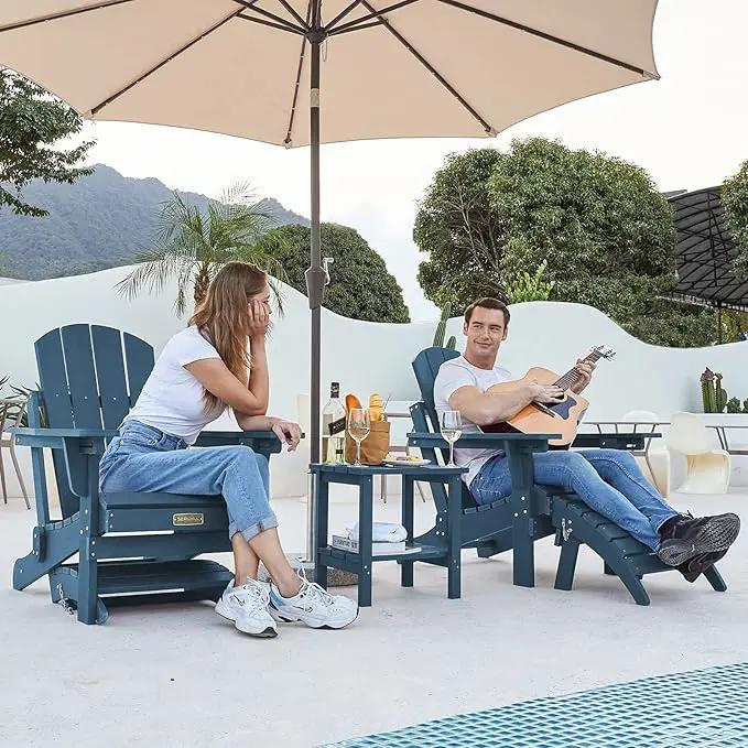 SERWALL Folding Adirondack Footrest Without Assembly, All Weather Use Adirondack Footstool, Blue by GreenHaven Gardens