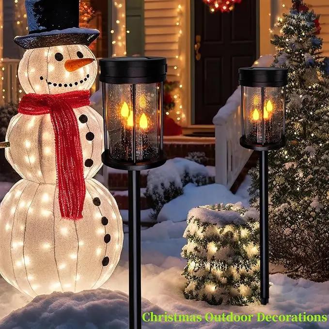 Outdoor Garden Solar Stake Lights Flickering Candle Lantern Lighting for Yard, Lawn, Patio, Pathway, Wall Decoration (2Pack, Black) by GreenHaven Gardens