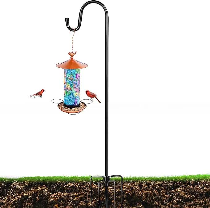 XDW-GIFTS Bird Feeder Pole for Outdoor, 76 Inch Shepherds Hooks Heavy Duty Garden Pole for Hanging Plant Basket, Solar Light Lanterns, Garden Plant Hanger Stands with 5 Base Prongs by GreenHaven Gardens