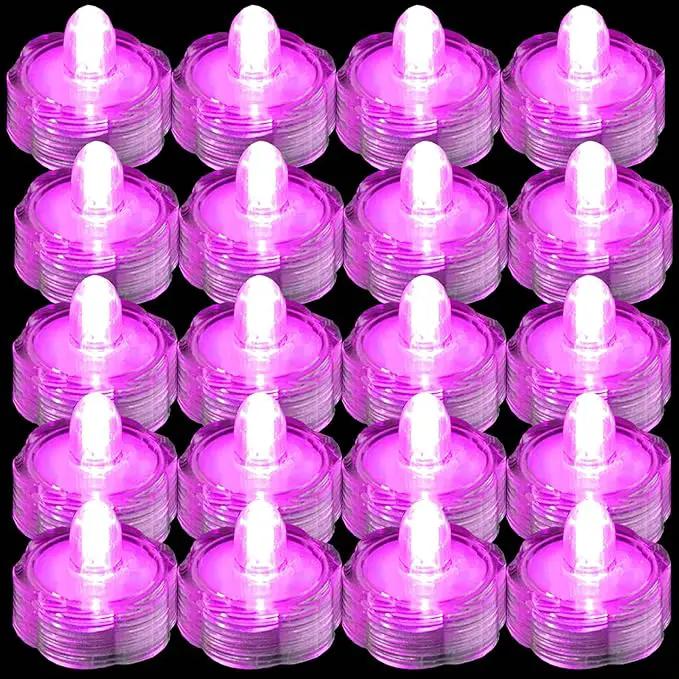 Bright LED Floral Tea Light Vase Submersible Lights for Party Wedding (Pink, 30 Pack) by GreenHaven Gardens