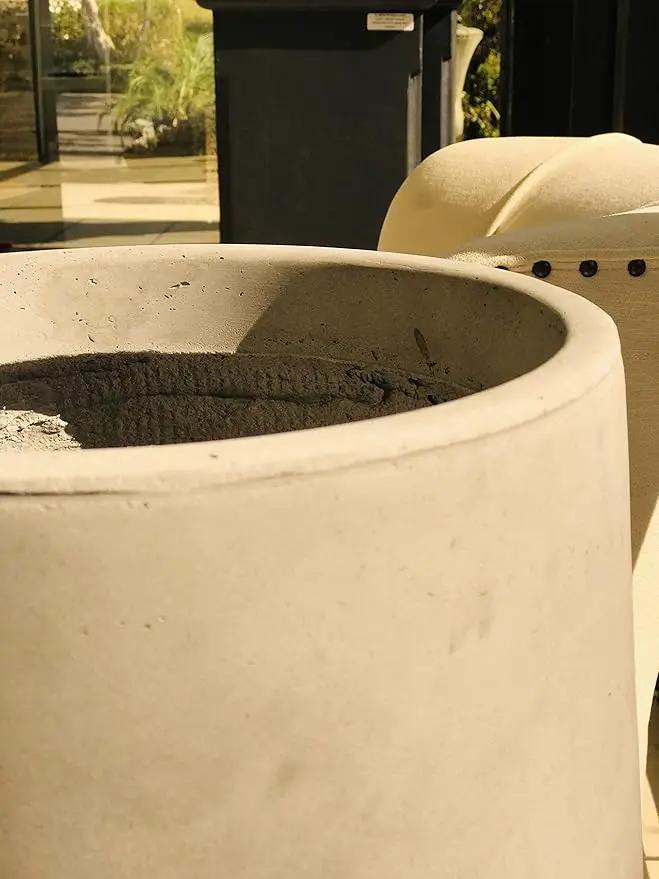 Kante 11.6" Dia Round Concrete Planter, Outdoor Indoor Large Plant Pots Containers with Drainage Hole and Rubber Plug for Home Garden Patio, Natural Concrete by GreenHaven Gardens
