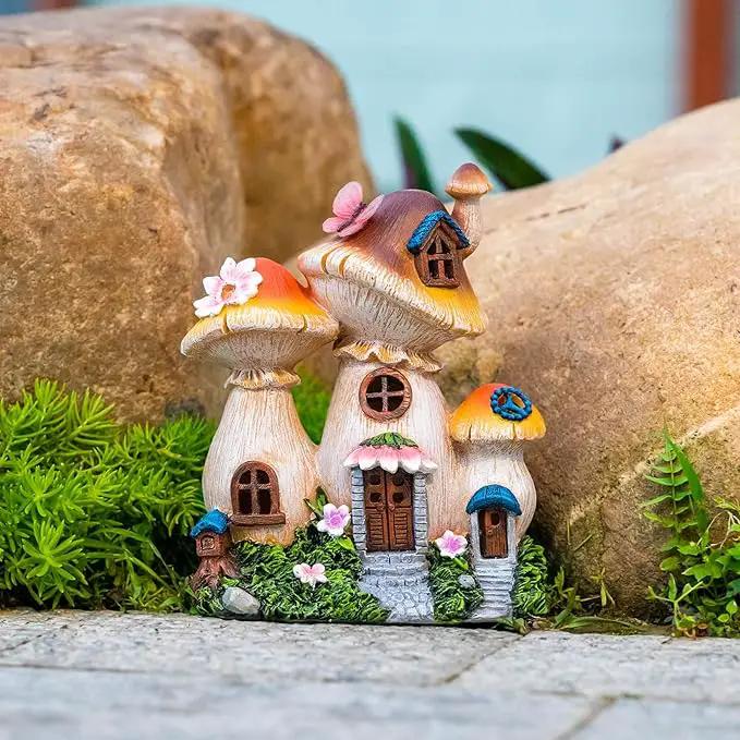 Solar Garden Statue Lights Mushroom Fairy House Figurine, Outdoor Memorial Garden Ornaments Waterproof Decoration for Outside Patio Yard Lawn Decor by GreenHaven Gardens