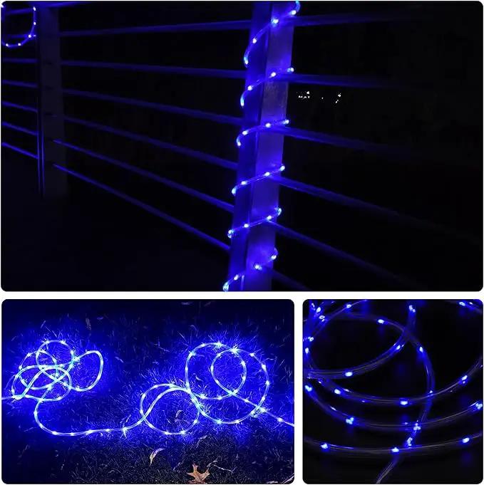 LED Rope Lights for Outside, 150Ft 360° Blue Solar Rope Lights Outdoor Waterproof, 643 LEDs 110V 8 Modes Remote Control Timer Christmas Rope Lights for Party Holiday Garden Decoration (Blue) by GreenHaven Gardens