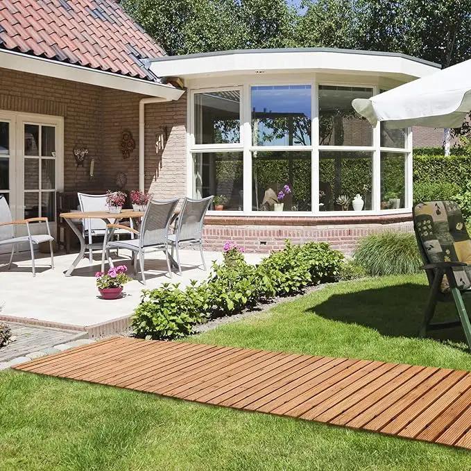 RELIANCER 8' Wooden Garden Pathway,Outdoor Roll Out Cedar Straight Walkway,Patio Path Decorative Garden Boardwalk Walkways,Weather-Resistant Roll Up Beach Wood Road Floor,Wedding Party Pathways by GreenHaven Gardens