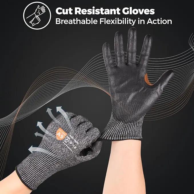 Donfri A9 Cut Resistant Work Gloves for Men - Steel + HPPE Hybrid Safety Gloves for Men, ANSI Cut Level 9 Protection Flexible for Metal Glass Wood Construction Fishing by GreenHaven Gardens