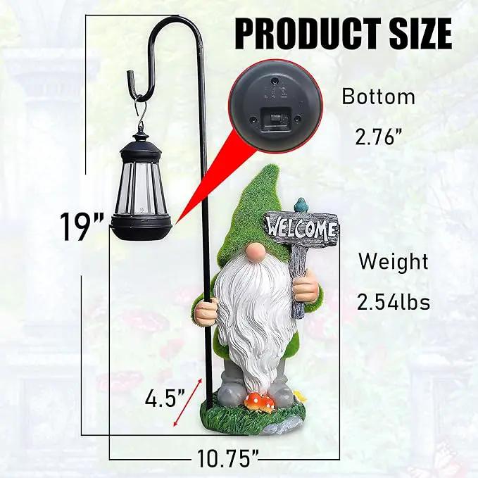 JOYBEE Garden Statues Gnomes with Solar Lantern Outdoor Decor-Gnomes Solar Figurines Lights Decorations for Patio Yard Lawn Ornaments-Gifts for Birthday Easter Housewarming by GreenHaven Gardens