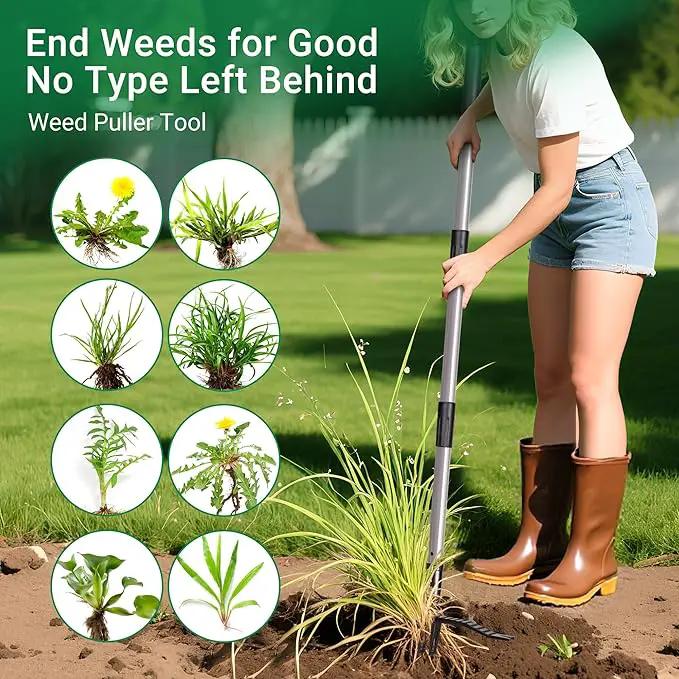 Suchtale Metal Weeder，Stand Up Weed Puller Tool with Long Handle – Heavy-Duty All-Metal Weeder with Upgraded Pincer Claw – Pull Weeds from The Root Without Bending, Pulling, or Kneeling by GreenHaven Gardens
