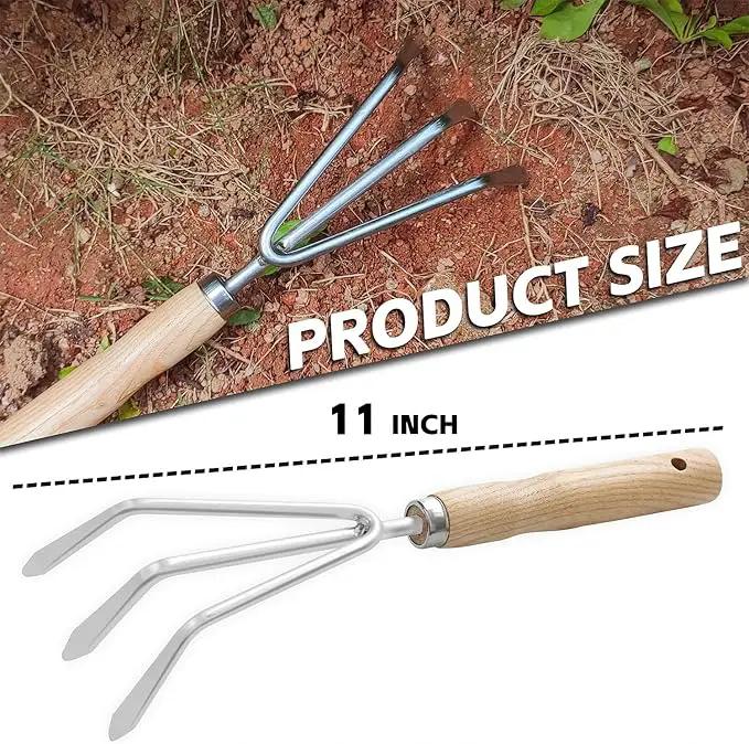 Japanese Hand Cultivator Garden Tool - Hand Rake - Garden Cultivator Hand Tools for Weeding and Turning Soil, Heavy Duty Stainless Steel Blade Gardening Hand Tool with Hang Hole by GreenHaven Gardens