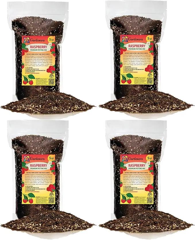 Premium Raspberry Potting Soil Mix - Optimal Blend for Thriving and Juicy Berries - 20 Quart by GreenHaven Gardens