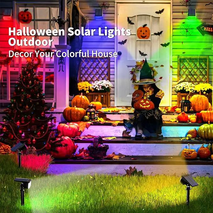 Solar Spot Lights Outdoor Color Changing, [7 Mode/12 Pack] Christmas Landscape Spotlights, Solar Lights Outdoor Waterproof, Led Powered Flood Light for Outside Pathway Yard Garden Tree Walkway by GreenHaven Gardens