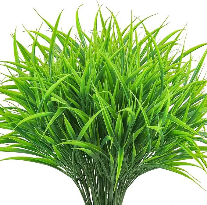 Ouddy Decor 16 Bundles Artificial Plants Outdoor Fake Grass Greenery Stems UV Resistant Faux Plastic Shrubs for Spring Summer Garden Pathway Window Box Front Porch Home Decor, Green by GreenHaven Gardens