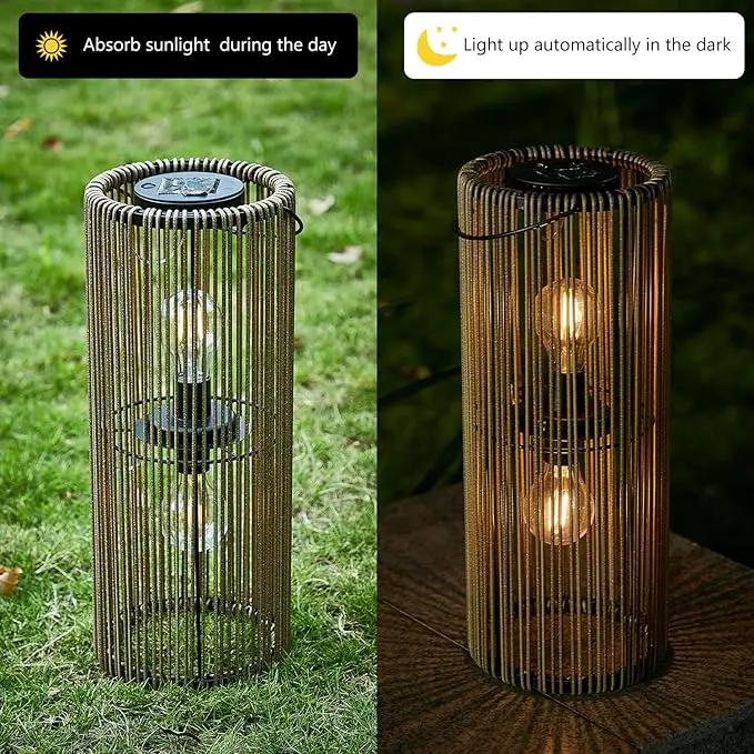 Solar Lanterns Outdoor Waterproof Hanging Rattan Weaving Solar Garden Lanterns Solar Powered with Handle,Decorative Retro Rattan Lights for Garden / Yard / Patio / Porch. by GreenHaven Gardens