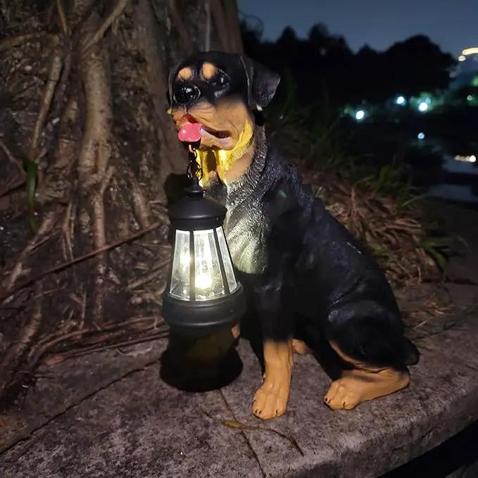Garden Statues Dog Solar Hanging Light, Courtyard Resin Simulated Handicraft Dog Statue Ornament, Garden Yard Entrance Decoration. by GreenHaven Gardens