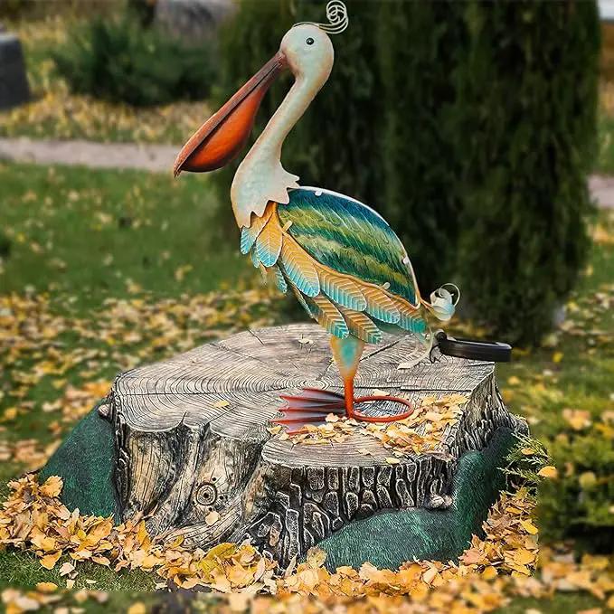 HONGLAND Solar Metal Pelican Statues Garden Sculpture & Statues, Glass Outdoor Pelican Yard Art Coastal Ocean Bird Decor Lawn Ornament for Backyard Porch Patio Decor（19 Inch） by GreenHaven Gardens