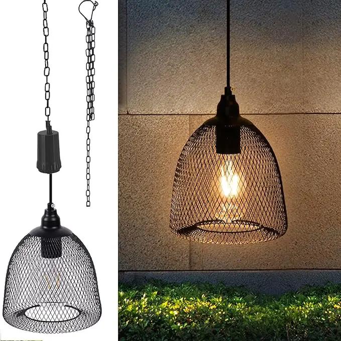 Battery Operated Hanging Light with 6 Hours Timer, Outdoor Indoor Decorative Lantern Chandelier Pendent Haning Metal Black Hanging Lamp Backyard Decor for Patio Bar Yard Garden Porch Home by GreenHaven Gardens