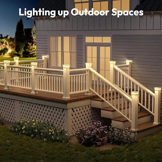 NIORSUN Solar Post Cap Lights Outdoor, 2 Modes LED, Deck Fence Post Solar Lights for 3.5x3.5 4x4 Wood Vinyl, 5x5 Vinyl Caps Patio Garden Decoration, Warm White/Cool White Lighting White 6 Pack by GreenHaven Gardens