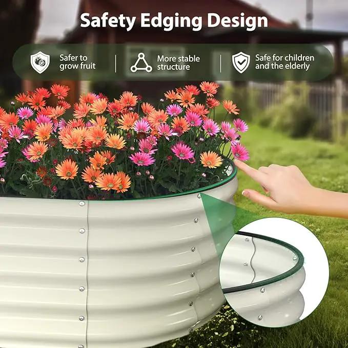 Raised Garden Bed Kit, 6x3x1.5 ft Galvanized Planter Box Outdoor with Safety Edging, Large Metal Raised Beds for Gardening Vegetables Flower Herb (Pearl White) by GreenHaven Gardens